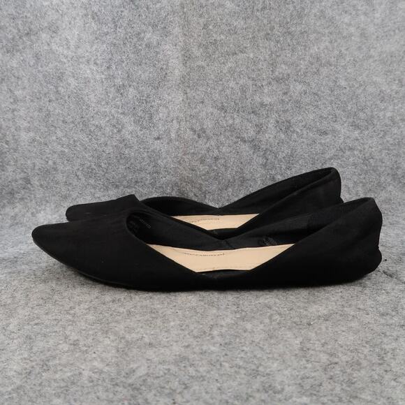 Time and Tru Shoes Womens 9.5 Flats D'Orsay Slip On Pointed Toe Black Fabric - Picture 4 of 11